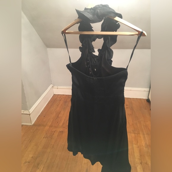 Bebe Ruffle Neckline Cocktail Dress-Black - Picture 2 of 5